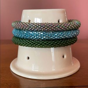 Lily and Laura Bracelets set of 3 in Greens